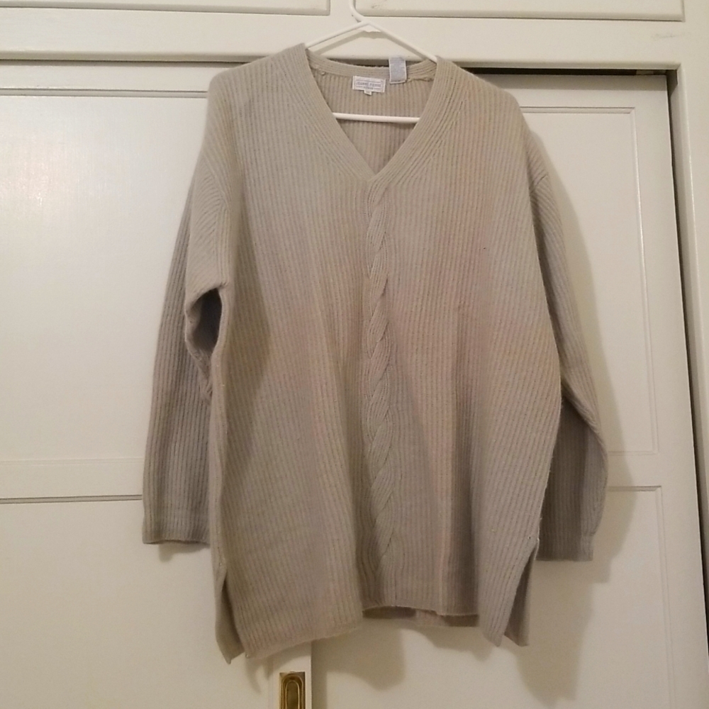 JEANNE PIERRE Cream V-Neck Sweater